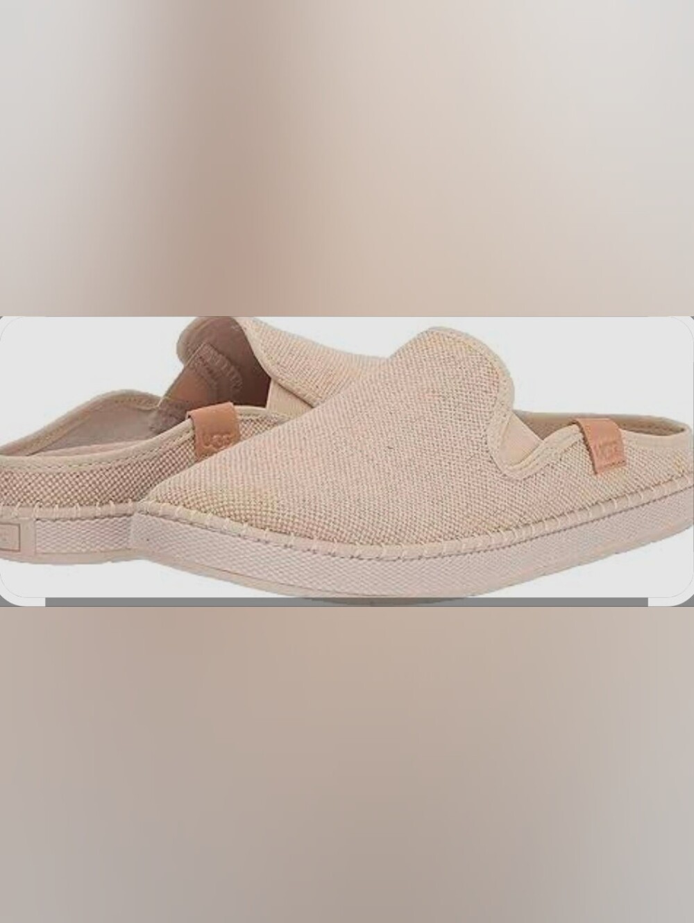 UGG Delu Canvas Slide Mule Sneakers Beige Natural Size 7